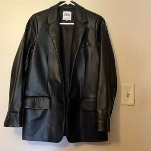 Zara faux leather blazer xsmall black oversized